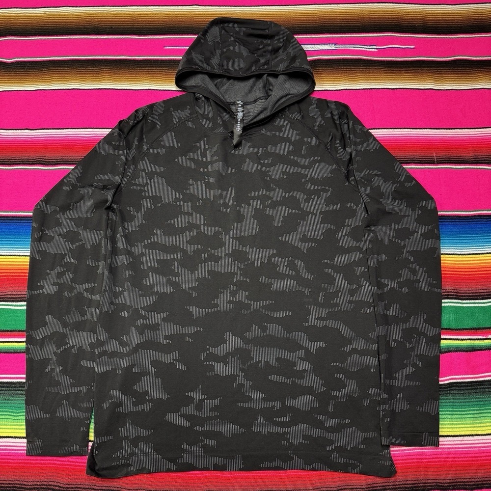 Lululemon Metal Vent Tech LS Hoodie 2.0 Men's M Heritage Camo Asphalt Gray Black